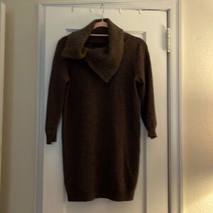 Cynthia Rowley 100% Cashmere Cowl Neck Sweater Tunic Mini Dress Small Brown